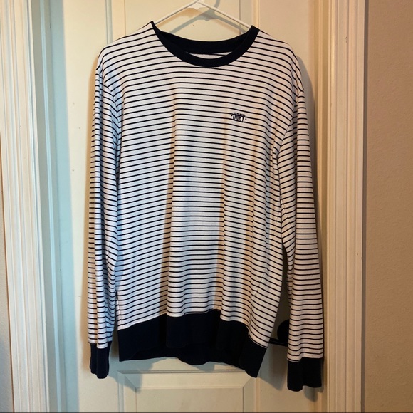 Obey Other - OBEY BLACK AND WHITE LARGE STRIPED SWEATSHIRT